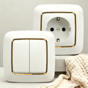 Matte White F200 Series EU Socket on Light Wall