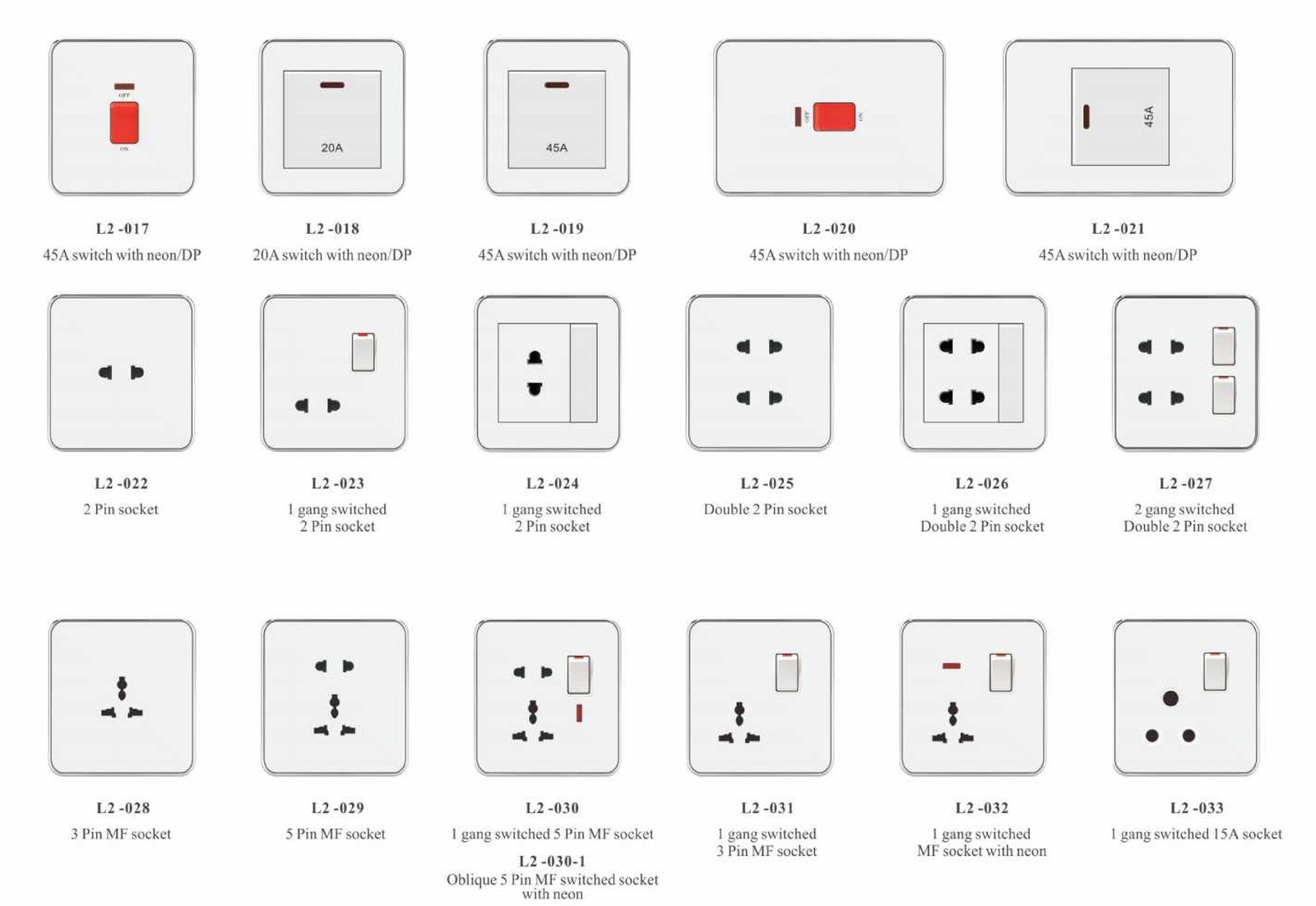 L2_02 L2 Series, Grey,Gold,White,Black,86/146 Type,British Standard