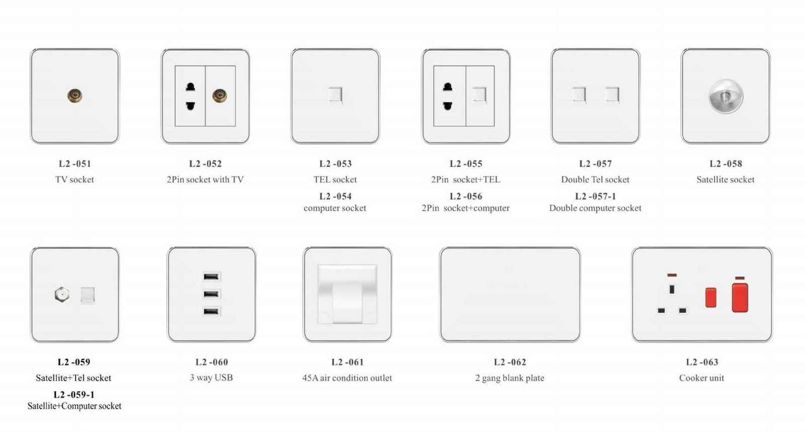 L2_04 L2 Series, Grey,Gold,White,Black,86/146 Type,British Standard