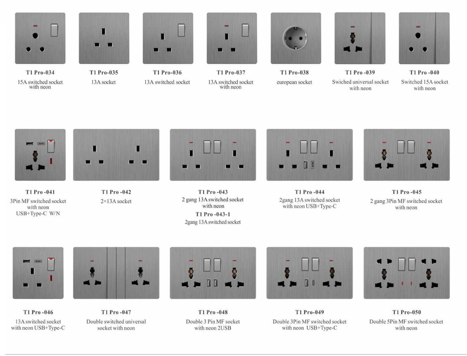 T1PRO-_03 T1 PRO Series, Grey, 86/146 Type,British Standard