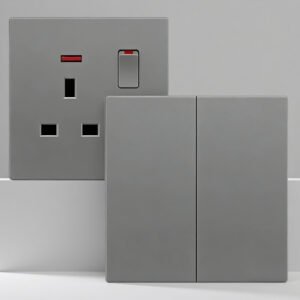 Matte Grey T1 Series Frameless UK Socket with Flush-Mount Design