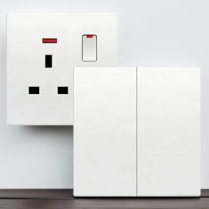 White T1 Series Frameless UK Socket with Flush-Mount Seamless Design