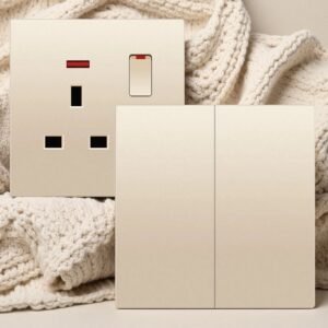 Champagne Gold T1 Series Frameless UK Socket with Flush-Mount Design