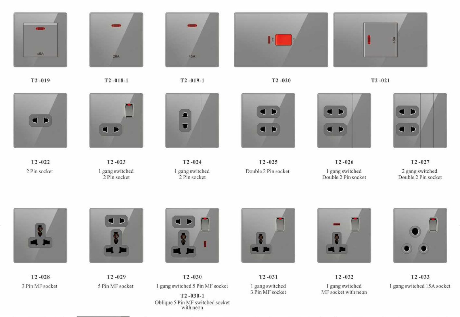 T2-_02 T2 Series, White, Tempered Glass,86/146 Type,British Standard