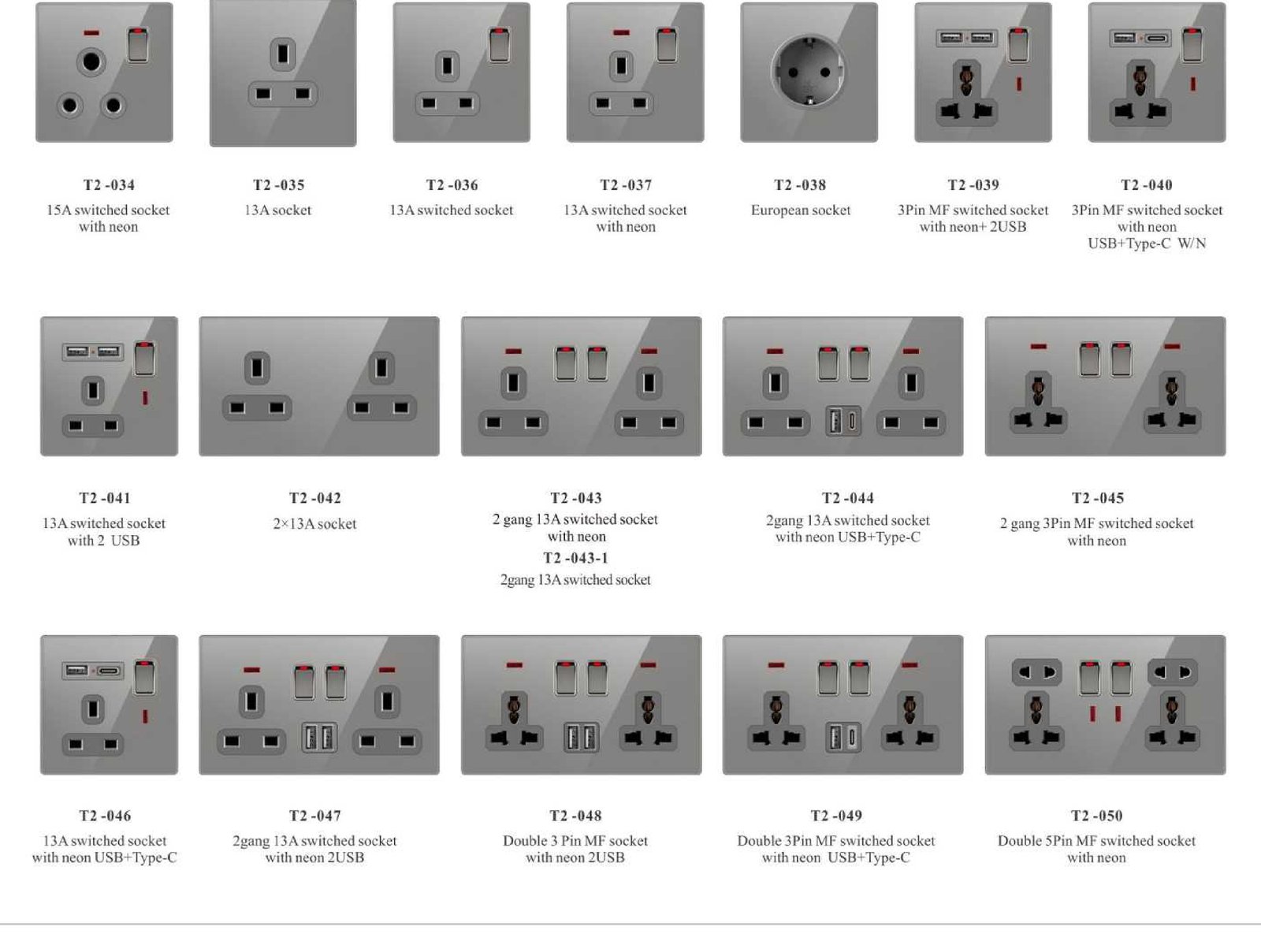 T2-_03 T2 Series, White, Tempered Glass,86/146 Type,British Standard