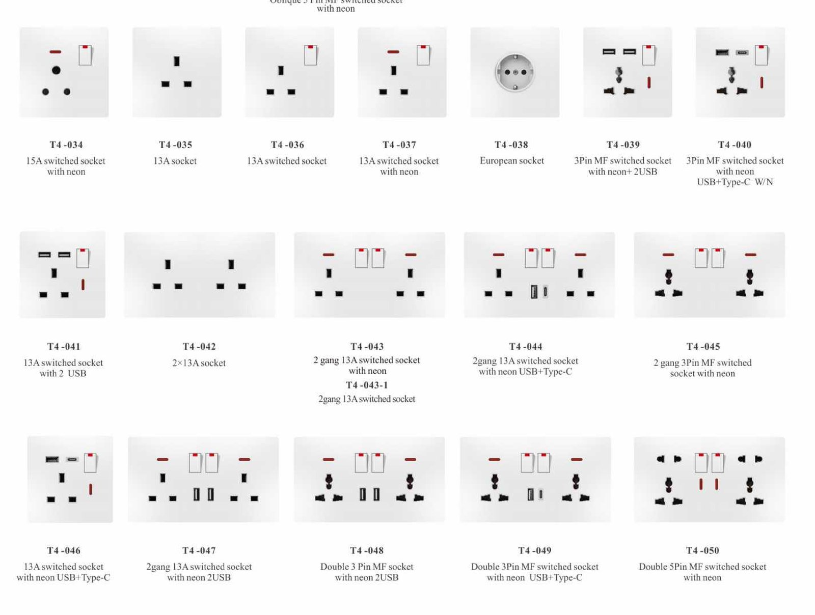 T4_03 T4 Series, Grey,Gold,White,Black,86/146 Type,British Standard