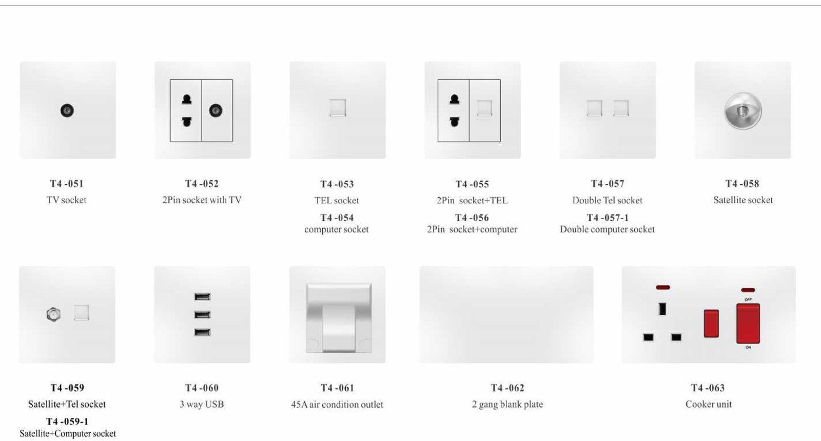 T4_04 T4 Series, Grey,Gold,White,Black,86/146 Type,British Standard