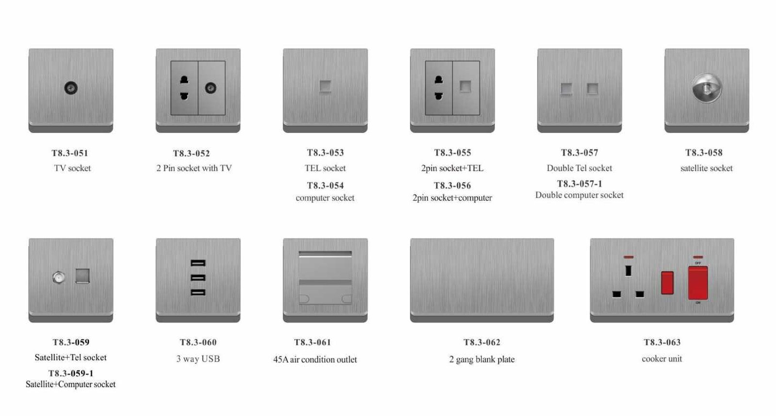 T8_04 T8.3 Series, Grey,Gold,White,Black,86/146 Type,British Standard