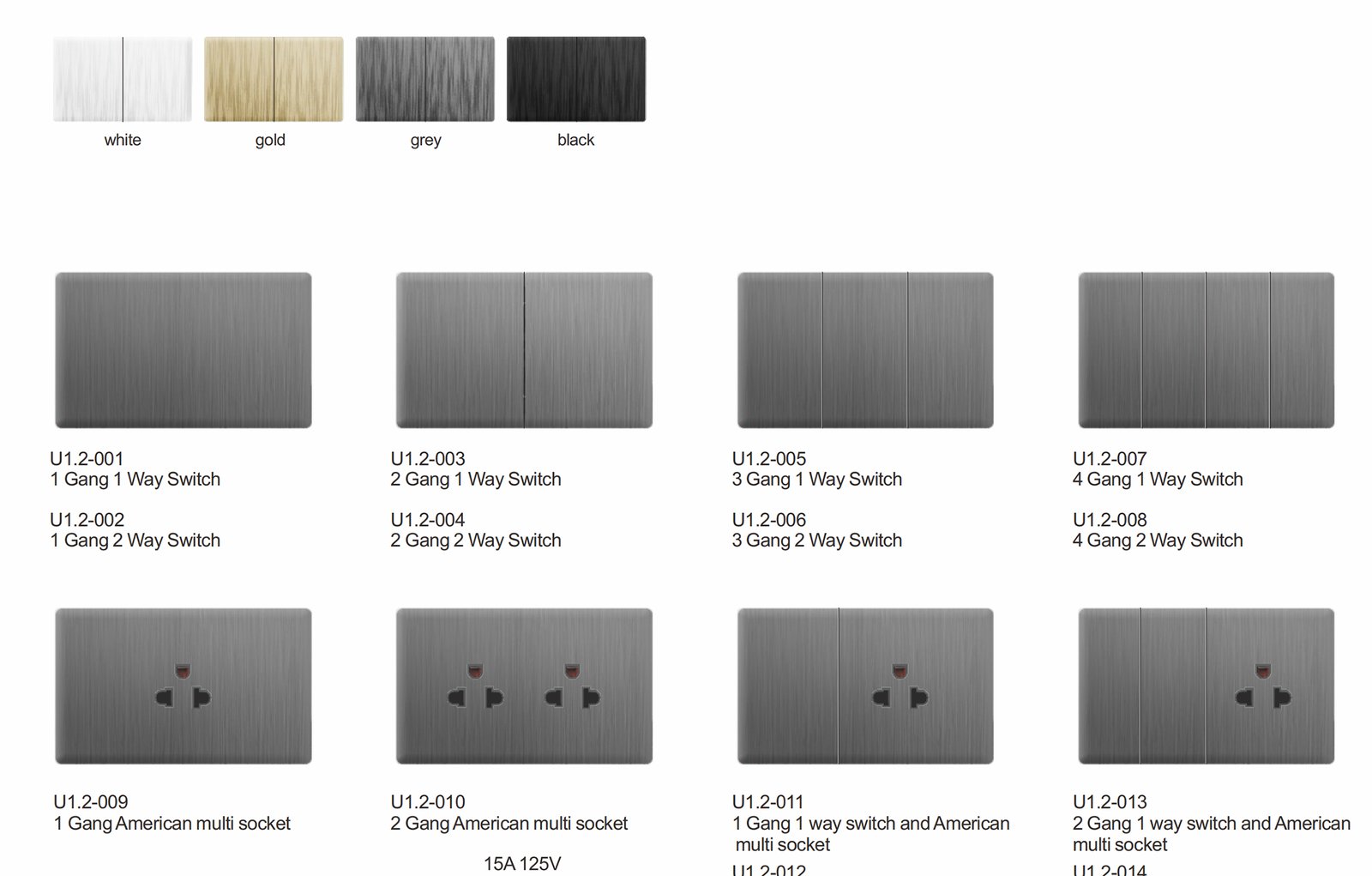 U1.2_01 U1.2 Series, Grey,Gold,White,Black,PC,118 Type, American Standard