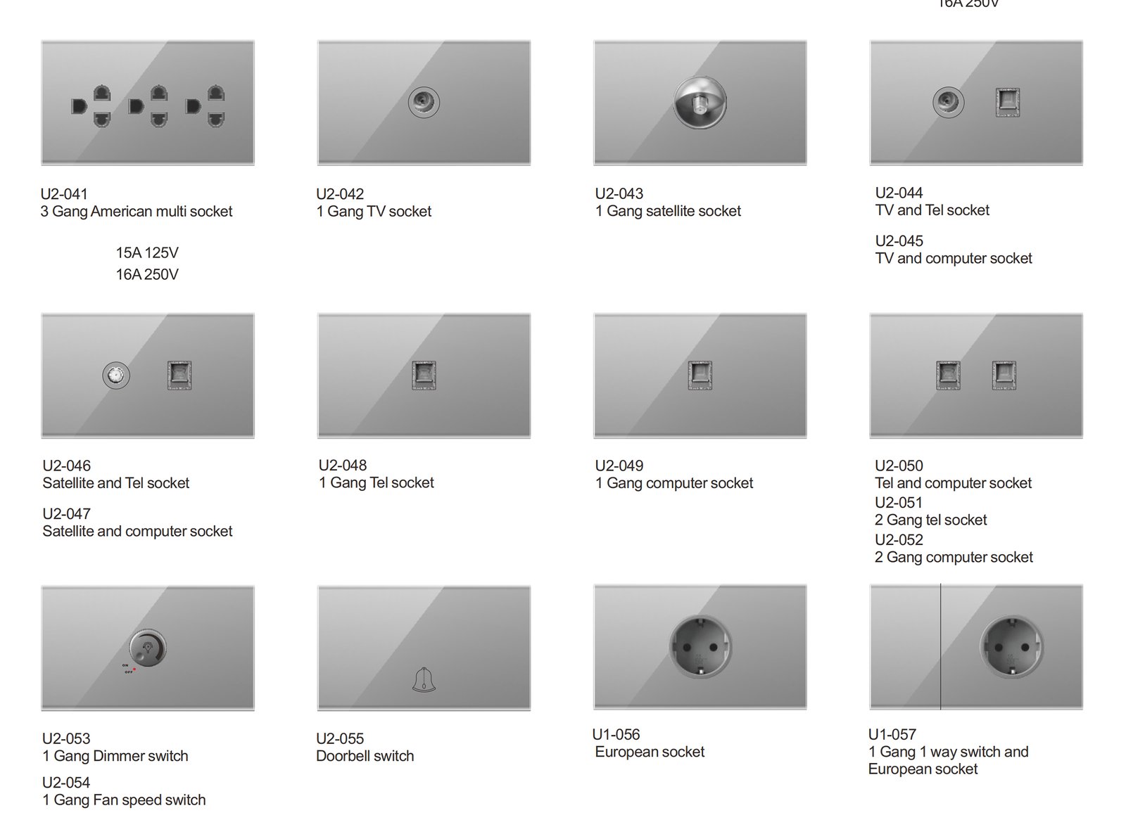 U2_04 U2 Series, Grey,Gold,White,Black,Tempered Glass,118 Type, American Standard