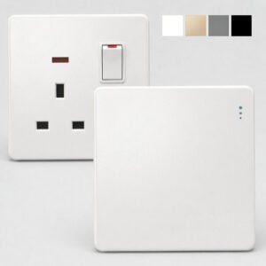 White A1 Series UK Standard Socket and Switch Panel with Safety Shutters