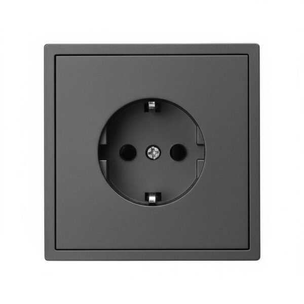 主图：正面展示深灰哑光欧式暗装插座 F300 Series, Grey, Modular Design -European Standard Schuko socket