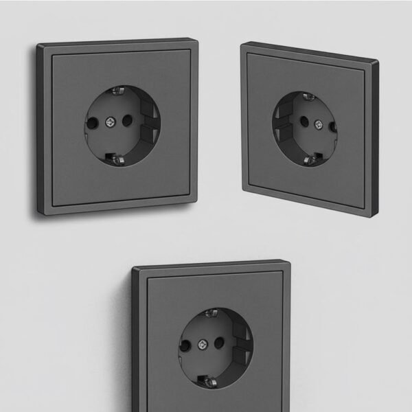 多角度图：产品结构外观 F300 Series, Grey, Modular Design -European Standard Schuko socket