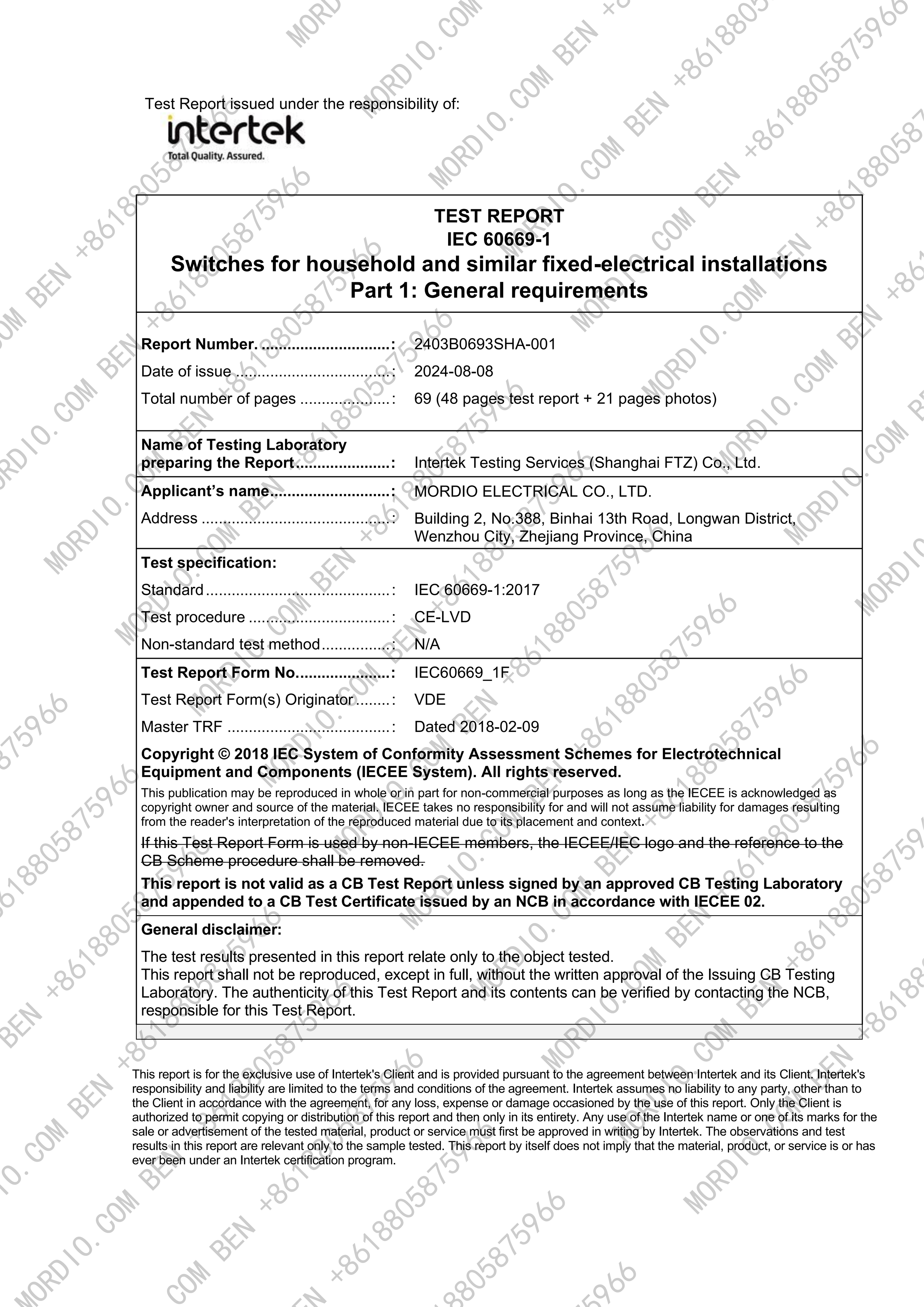 Intertek Verified Fixed Installation Switch | CE Marked | EN 60669 Compliant | MORDIO ELECTRICAL
