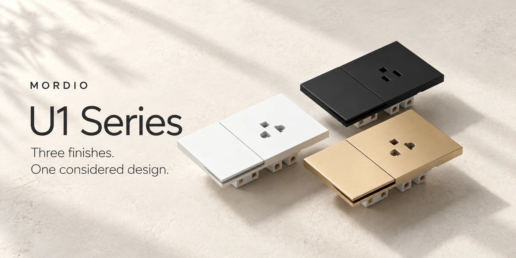MORDIO U1 Series switches and sockets
