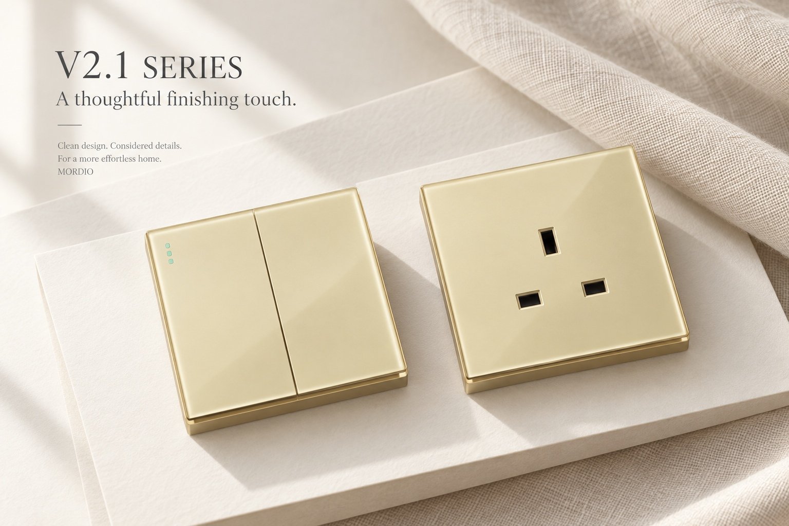 V2.1 gold double rocker switch and UK socket